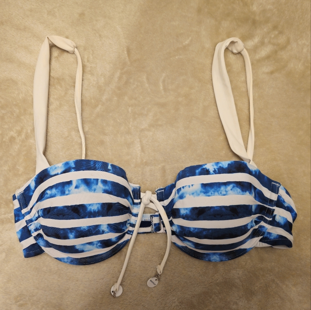 Seafolly Blue and White Striped Women's Bikini Top